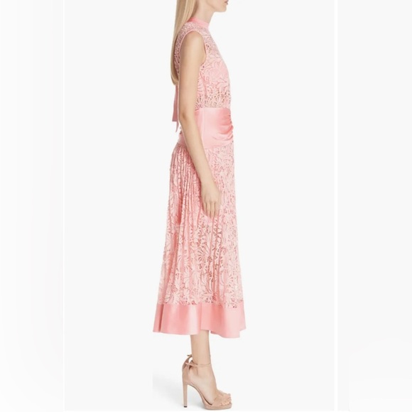 NWT SELF-PORTRAIT Floral Lace Sleeveless Midi Dress In Pink size 10 - Picture 3 of 10